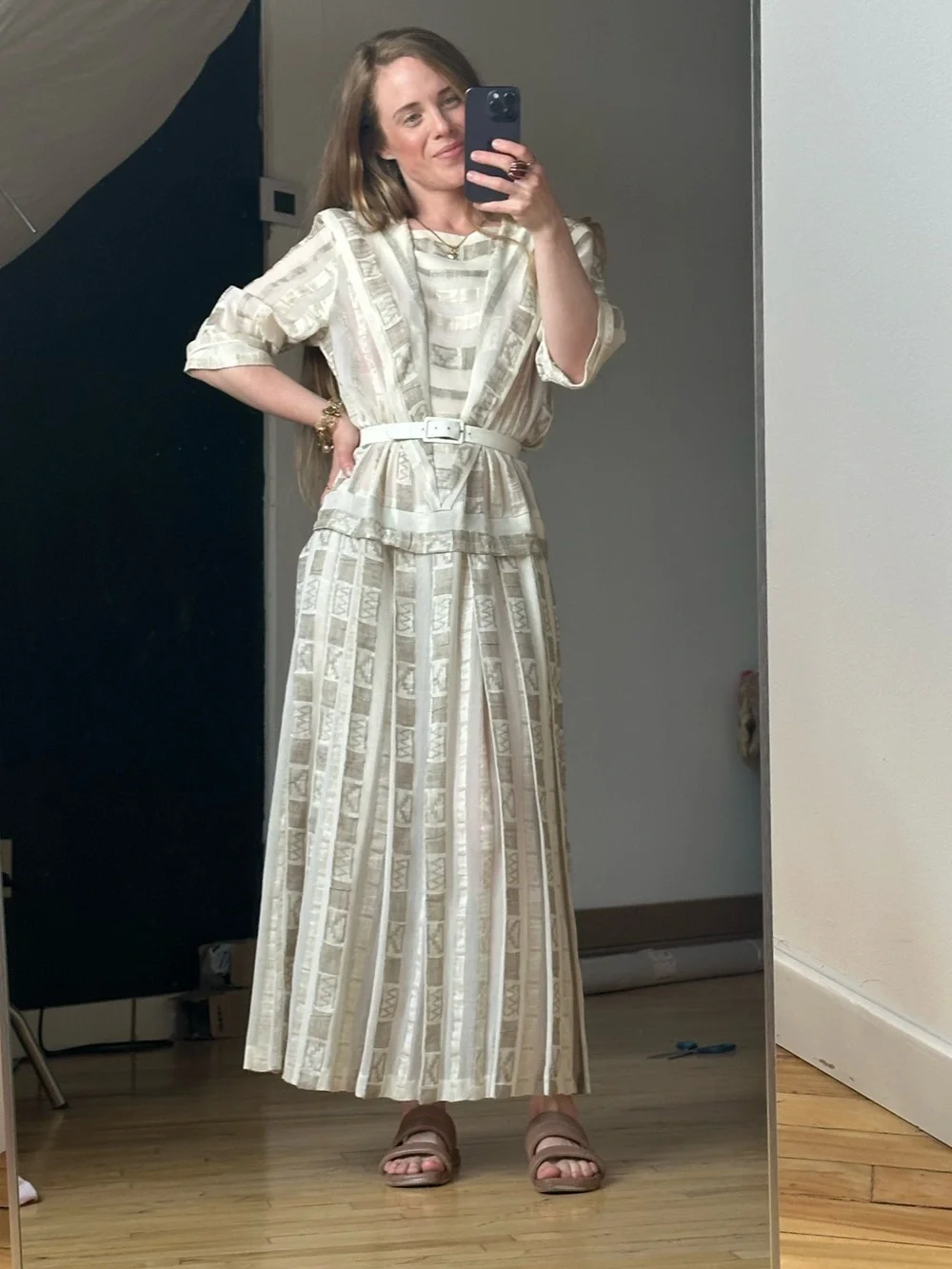 Linda Lundstrom Cream Patterned Maxi Dress - Picture 3 of 11